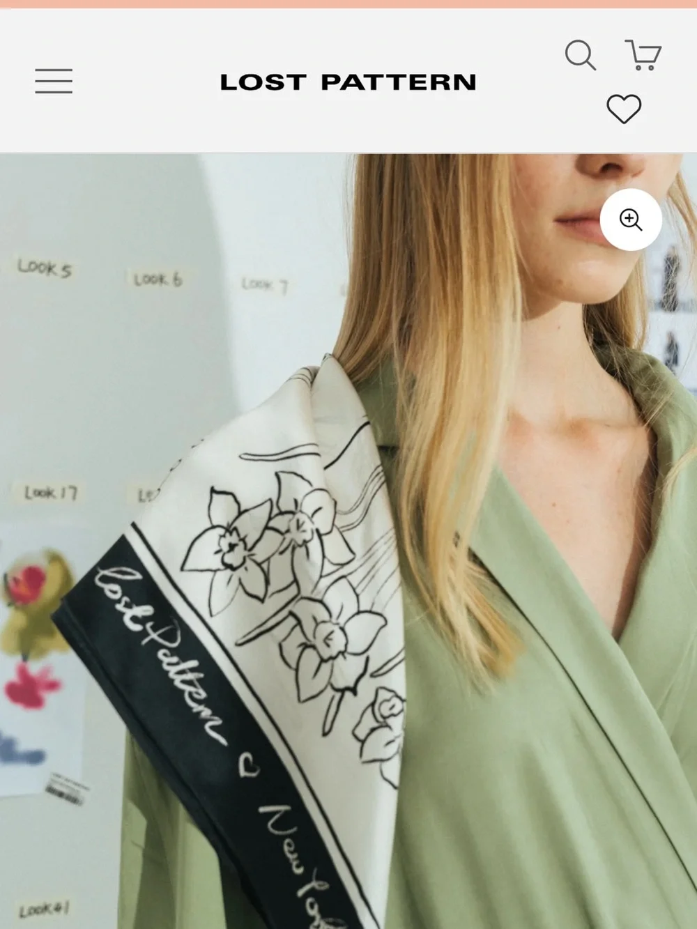 Lost Pattern Classic Black & White silk Scarf -